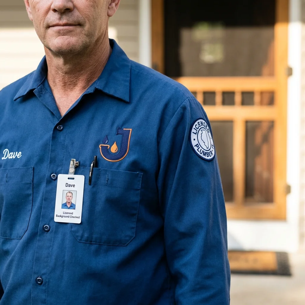 Licensed plumber showing ID badge in Green Cove Springs, FL